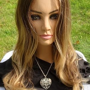 Lace front balayage brown blonde synthetic wig